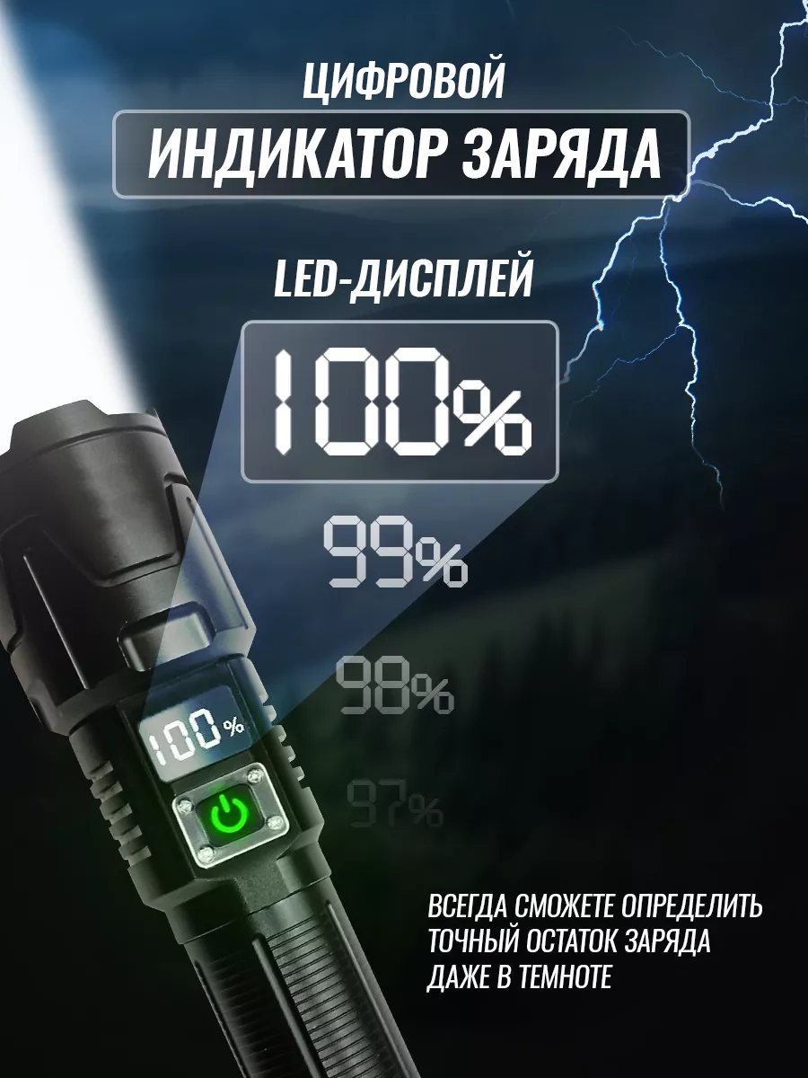 Фонарь мощный аккумуляторный 26650 с зарядкой диод PM-30 LED KABAR  181982706 купить за 1 577 ₽ в интернет-магазине Wildberries