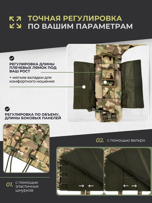 TOGA UNIT Бронежилет тактический с баллистикой БР2 плитник мультикам, зеленый, фото 3