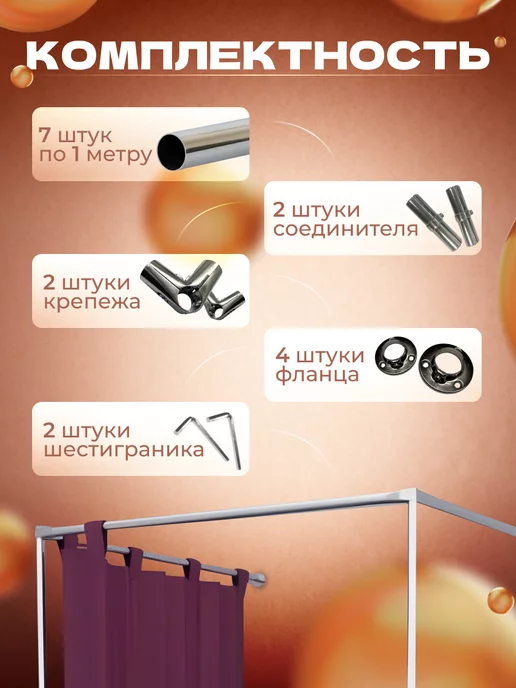 ЭДМНС Примерочная кабина г-образная 100*100*200 см, 100x100x200 см, в упаковке 2,6 кг, фото 3