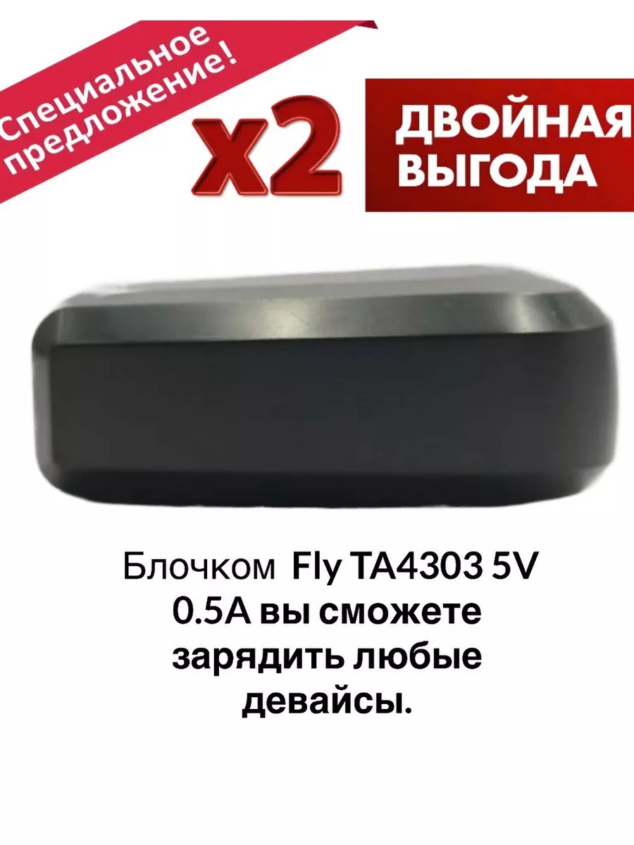 Зарядное устройство блок питания Fly TA4303 5V 0.5A 2 шт Flу 182093269  купить в интернет-магазине Wildberries