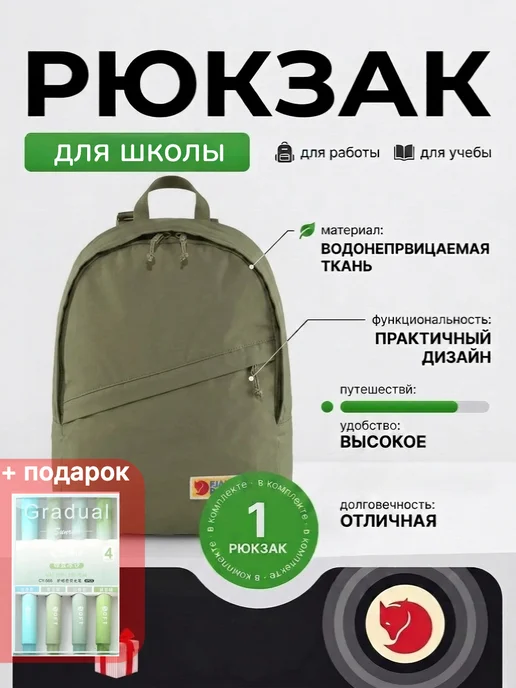 рюкзак школьный, зеленый