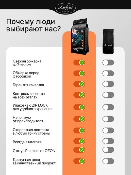 LaGas Кофе в зернах 1 кг Французская ваниль, 1 кг, фото 6