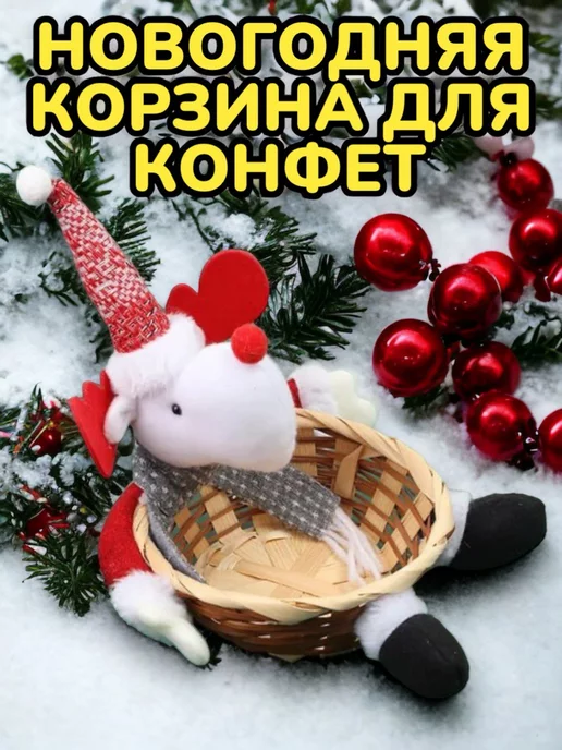 Новогодняя корзина с конфетами