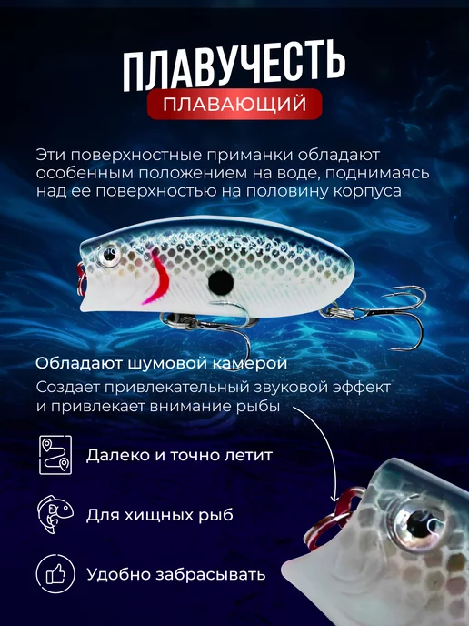 ProХищник Набор воблеров для рыбалки "Малас" 5 штук, серый, фото 5