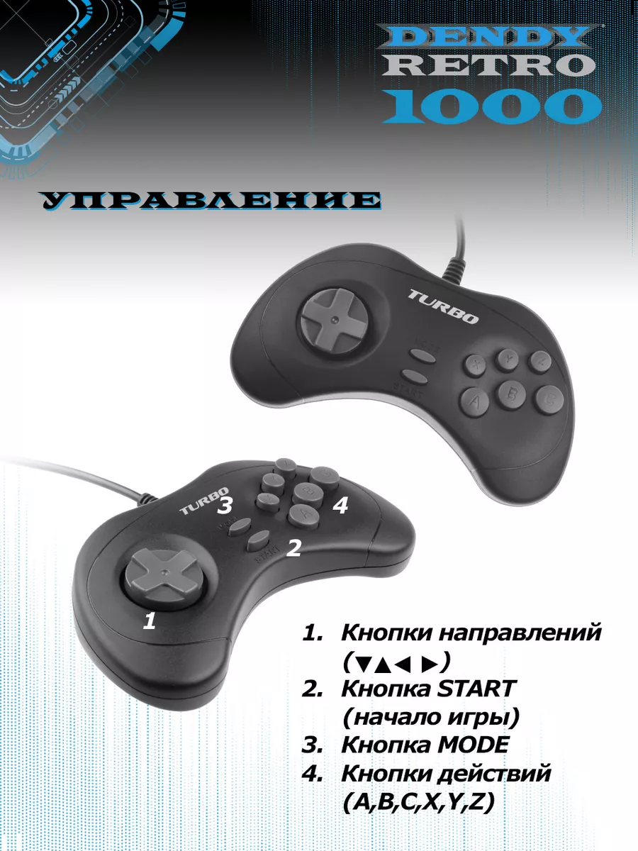 Игровая приставка Retro 1000 игр Dendy 182328657 купить в интернет-магазине  Wildberries