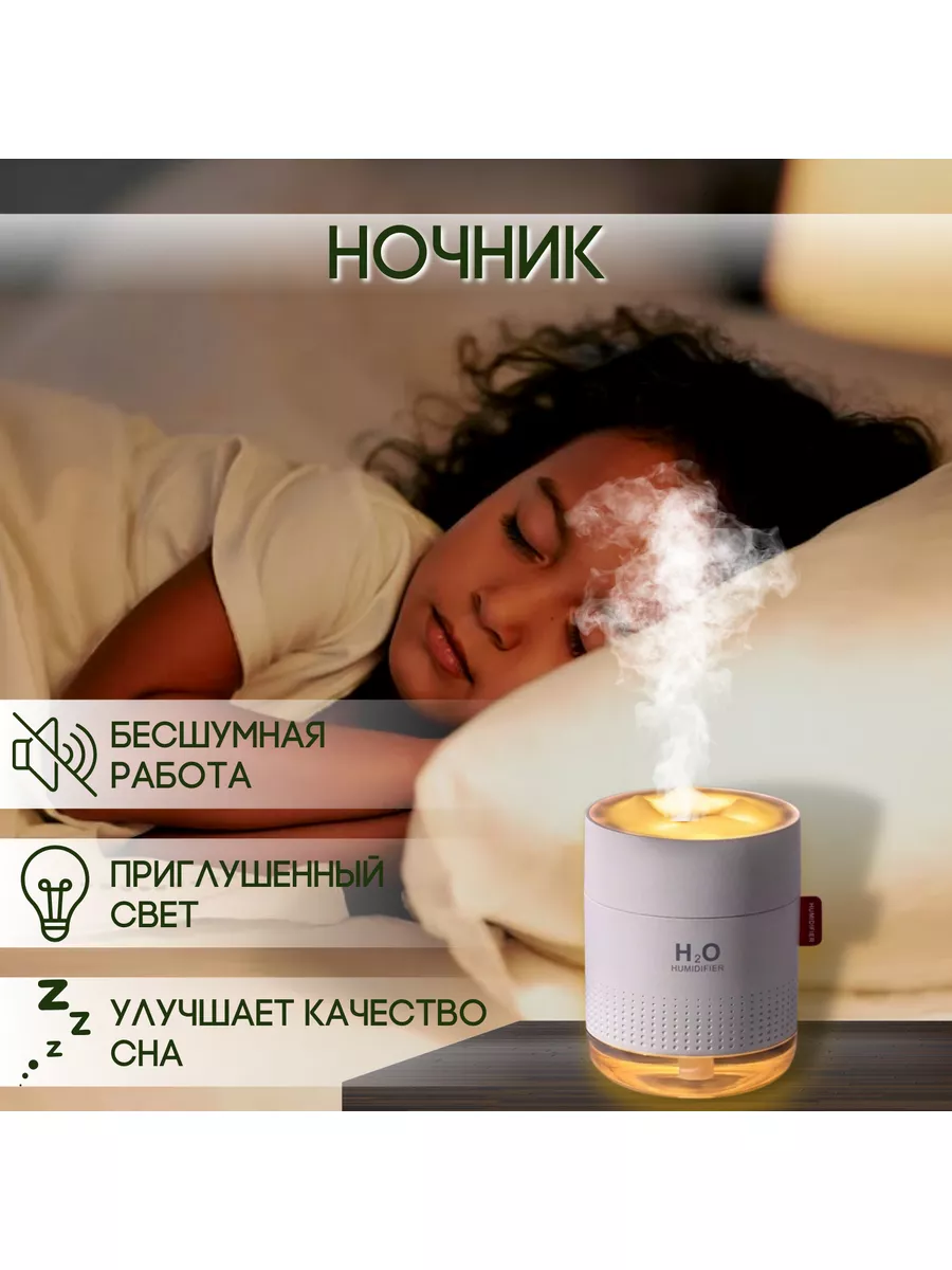 Увлажнитель воздуха, аромадиффузор, белый, для дома Humidifier 182383143  купить в интернет-магазине Wildberries