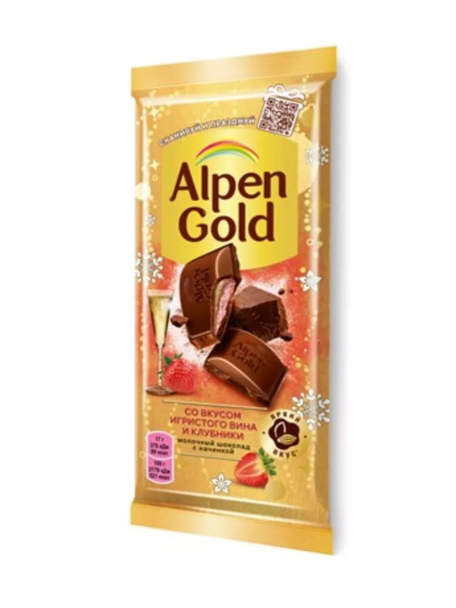 Шоколад игристое вино-клубника, 85г Alpen Gold 182388377 купить за 477 ₽ в  интернет-магазине Wildberries