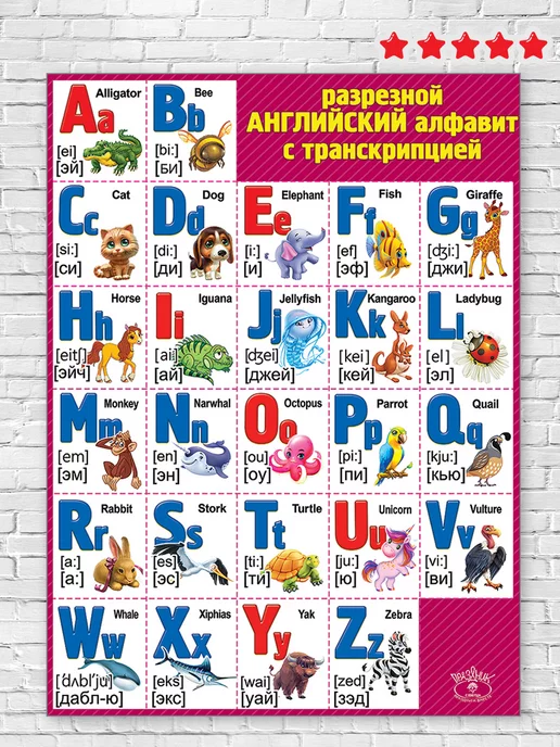 ТМ праздник Плакат Английский алфавит, школьный, на стену, белый, фото 6