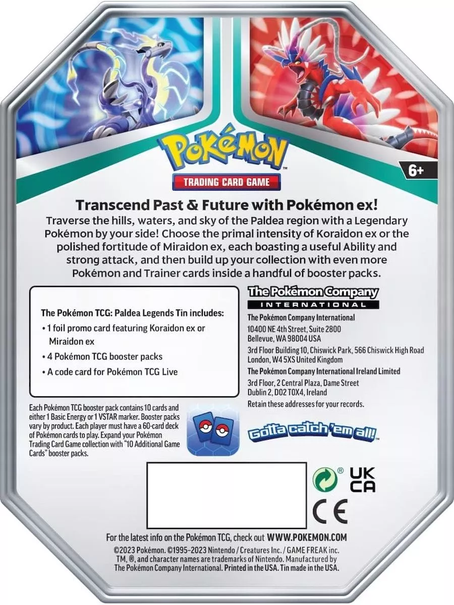 Paldea Legends Tin (Miraidon ex) Pokemon 182425146 купить в  интернет-магазине Wildberries