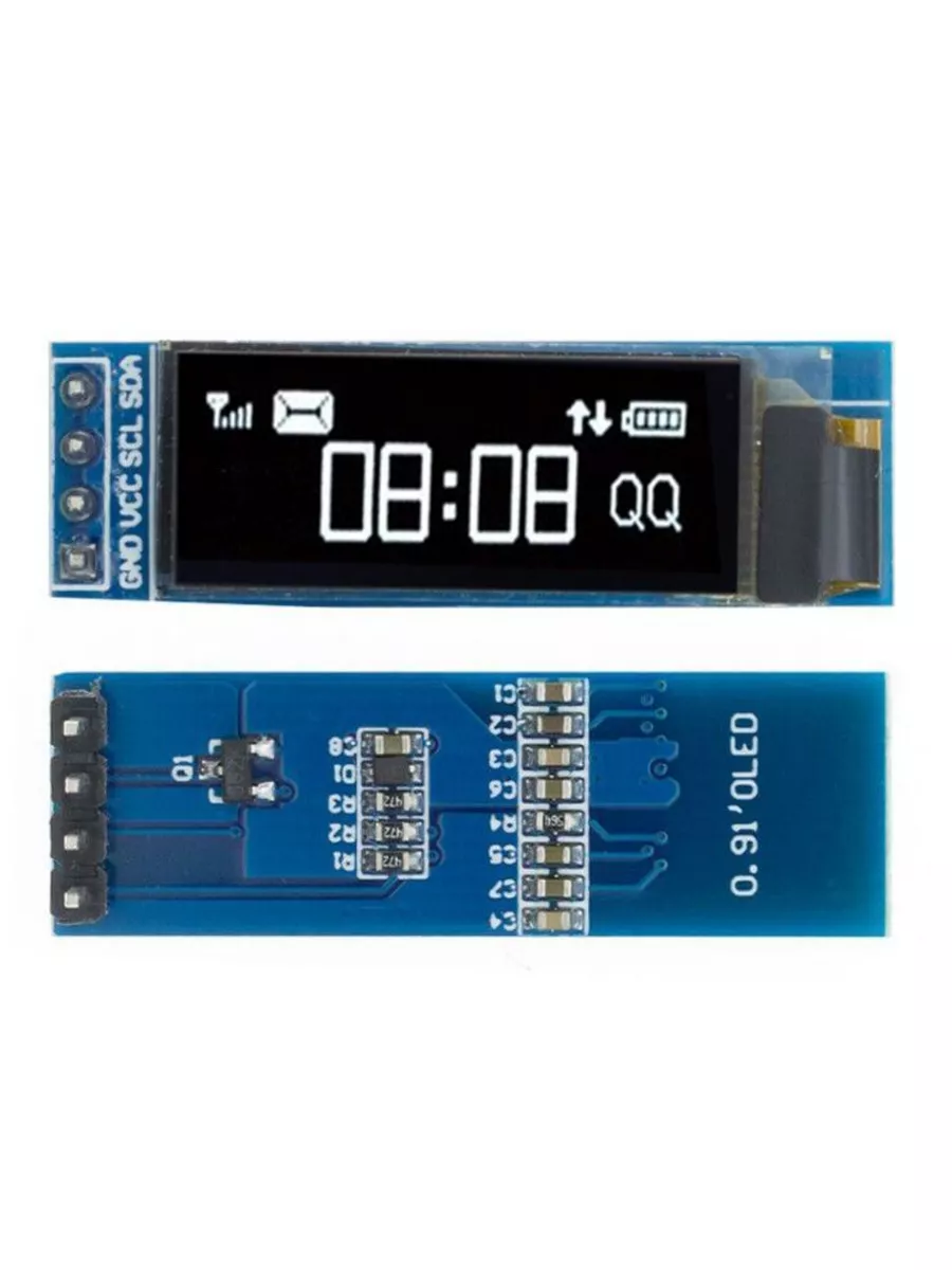 OLED дисплей 0.91 дюйма 128x32, I2C (белый) для Arduino 9V.ru 182580509  купить в интернет-магазине Wildberries