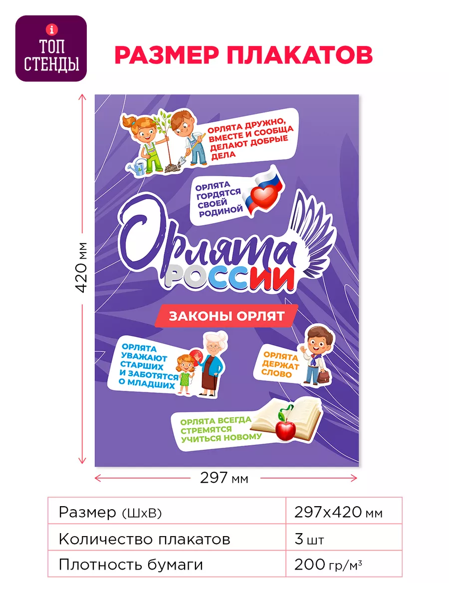 Набор плакатов Орлята России для школы Топ Стенды 182595336 купить за 160 ₽  в интернет-магазине Wildberries