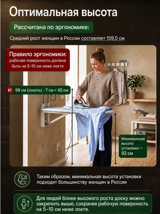 UBRANO Гладильная доска настенная откидная встраиваемая, вариант, фото 2