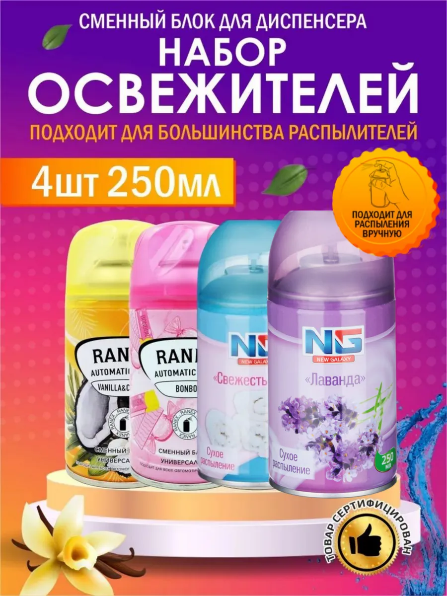 Освежители воздуха 4 шт . Сменный баллон RANEX 182657949 купить за 743 ₽ в  интернет-магазине Wildberries