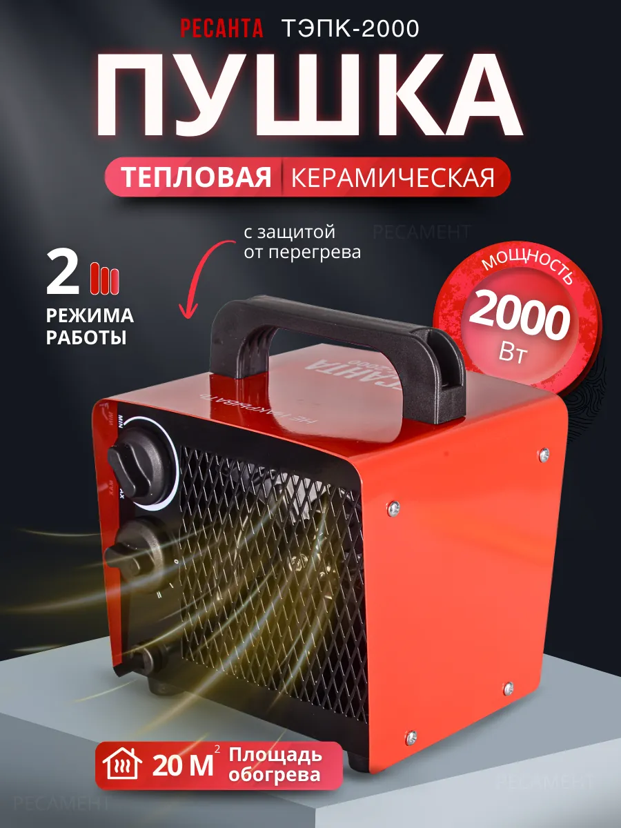 Электрическая тепловая пушка, обогреватель ТЭПК-2000
