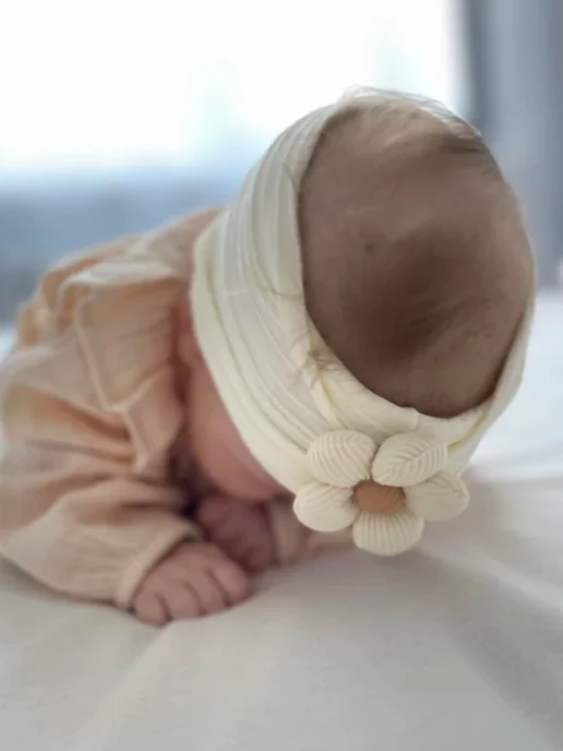 BabySosS Повязка на голову для новорожденного цветок, белый, фото 3