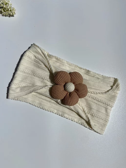 BabySosS Повязка на голову для новорожденного цветок, белый, фото 4