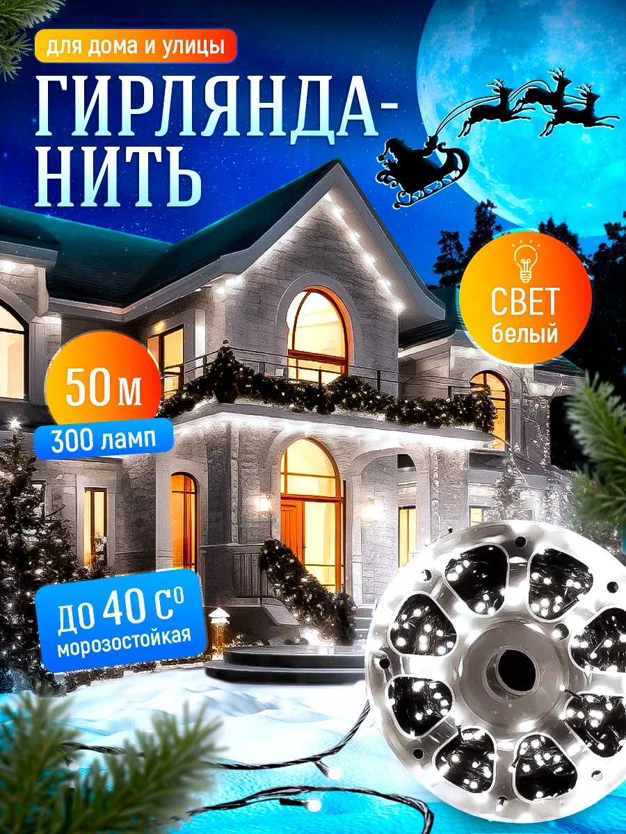 Гирлянда уличная нить, новогодние украшения BRIGHT DAYS 182944949 купить за  463 ₽ в интернет-магазине Wildberries