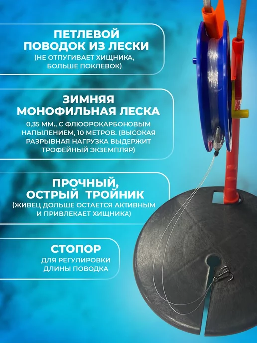 Рыбалка с Ромычем Жерлицы зимние оснащенные усиленные для зимней рыбалки 10, синий, фото 4