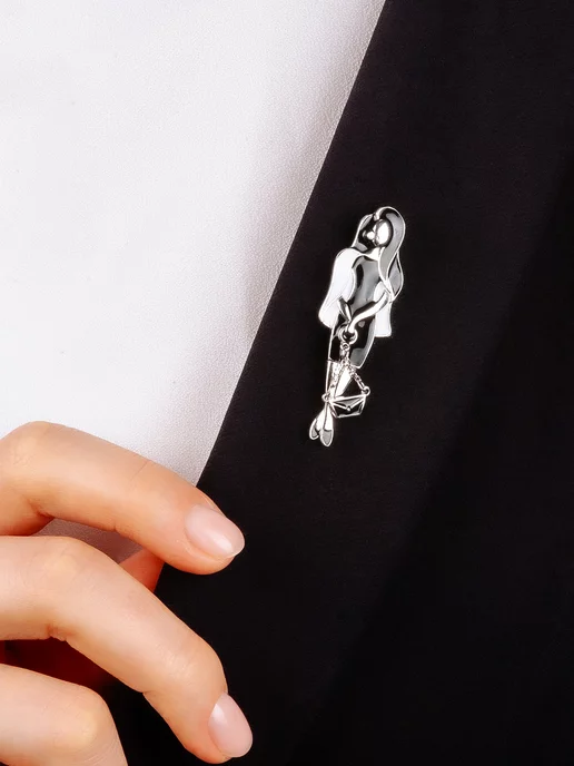 LODI JEWELRY Брошь серебро 925 "девушка с сумочкой", серебристый, фото 2