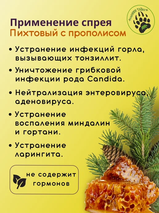 ХоZяин Тайги Спрей для горла с прополисом и пихтой ангина антитабак, 60 мл, фото 6
