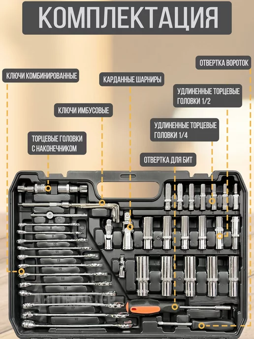 SRUNV Набор инструментов для дома и автомобиля 58 предметов, 219, фото 3