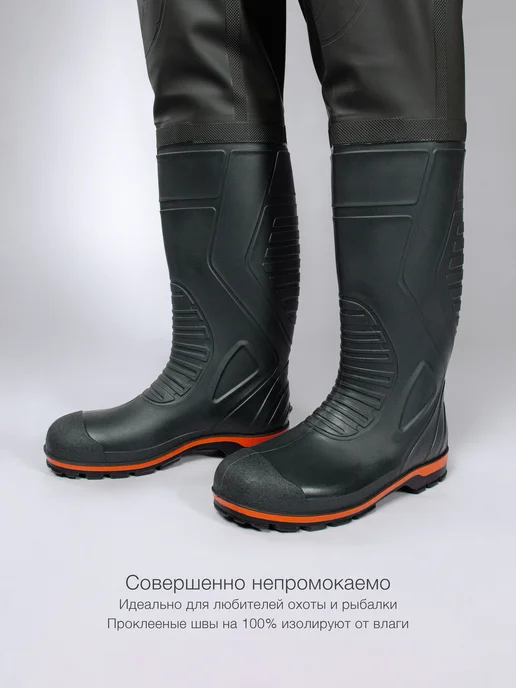 DeepDive Болотные сапоги резиновые, болотники, заколенники, бродни, зеленый, фото 2