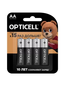 Батарейки Оптиселл пальчиковые АА LR06 4 шт Opticell 183185388 купить за 269 ₽ в интернет-магазине Wildberries