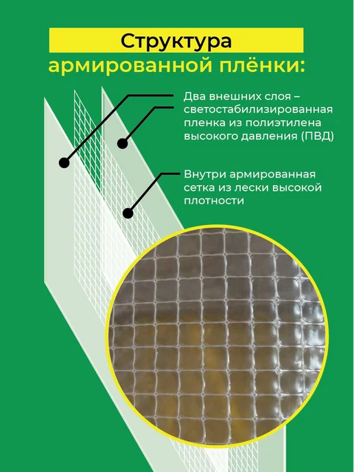 ЧЗМ Пленка армированная для теплиц 300 мкм 2х10, 2x6 м, фото 3