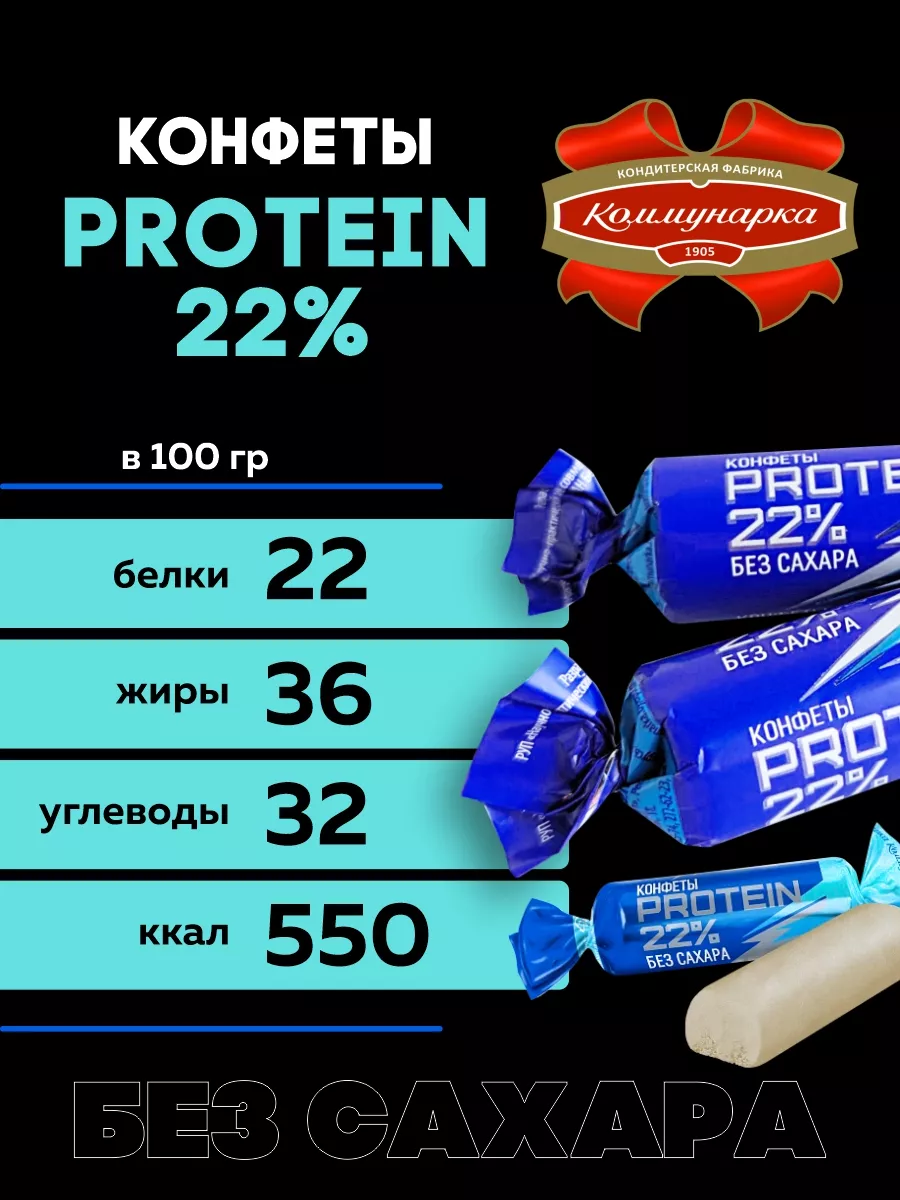 Протеиновые конфеты без сахара PROTEIN 22% 1кг Коммунарка 183252273 купить  за 1 084 ₽ в интернет-магазине Wildberries