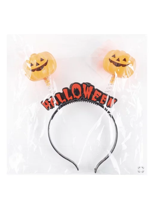 СтрашноВеселыйПраздник Ободок-антенки светящийся Halloween Тыква, оранжевый, фото 2