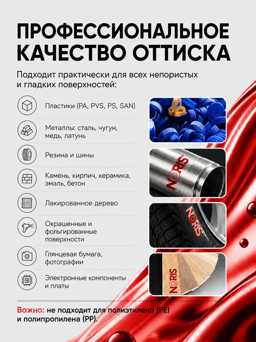 NORIS Штемпельная краска 199 Синяя - Универсальные чернила, черный, фото 2