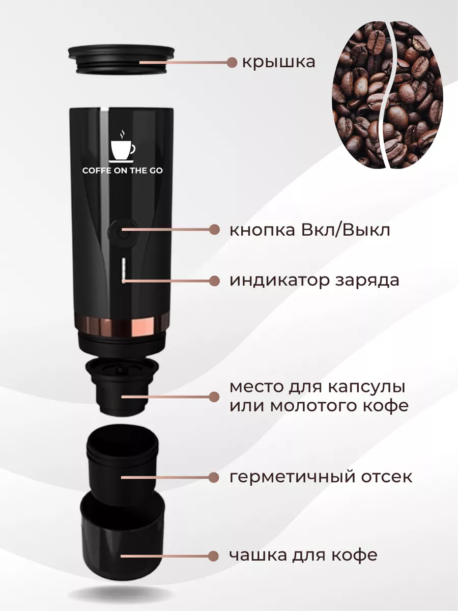 Портативная кофемашина автоматическая Coffee on the GO 183321747 купить за  9 630 ₽ в интернет-магазине Wildberries