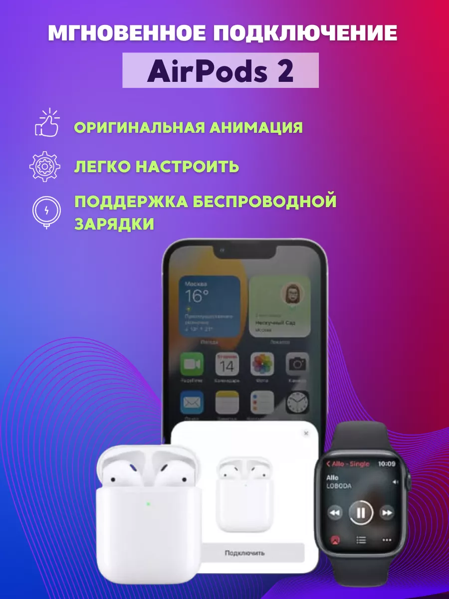 Наушники беспроводные Air 2 для iPhone и Android AUTO SHOP 183442344 купить  в интернет-магазине Wildberries