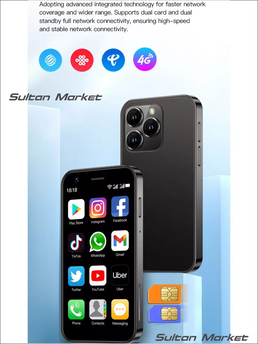 Мини смартфон XS16 Super Mini Смартфон 64 ГБ Sultan Market 183470683 купить  за 6 329 ₽ в интернет-магазине Wildberries