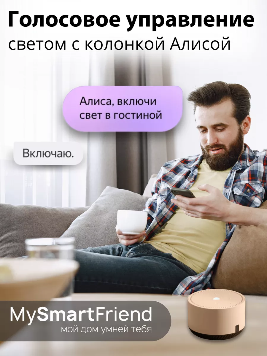 Умный выключатель двухклавишный работает с Алисой Яндекс My Smart Friend  183543189 купить за 869 ₽ в интернет-магазине Wildberries