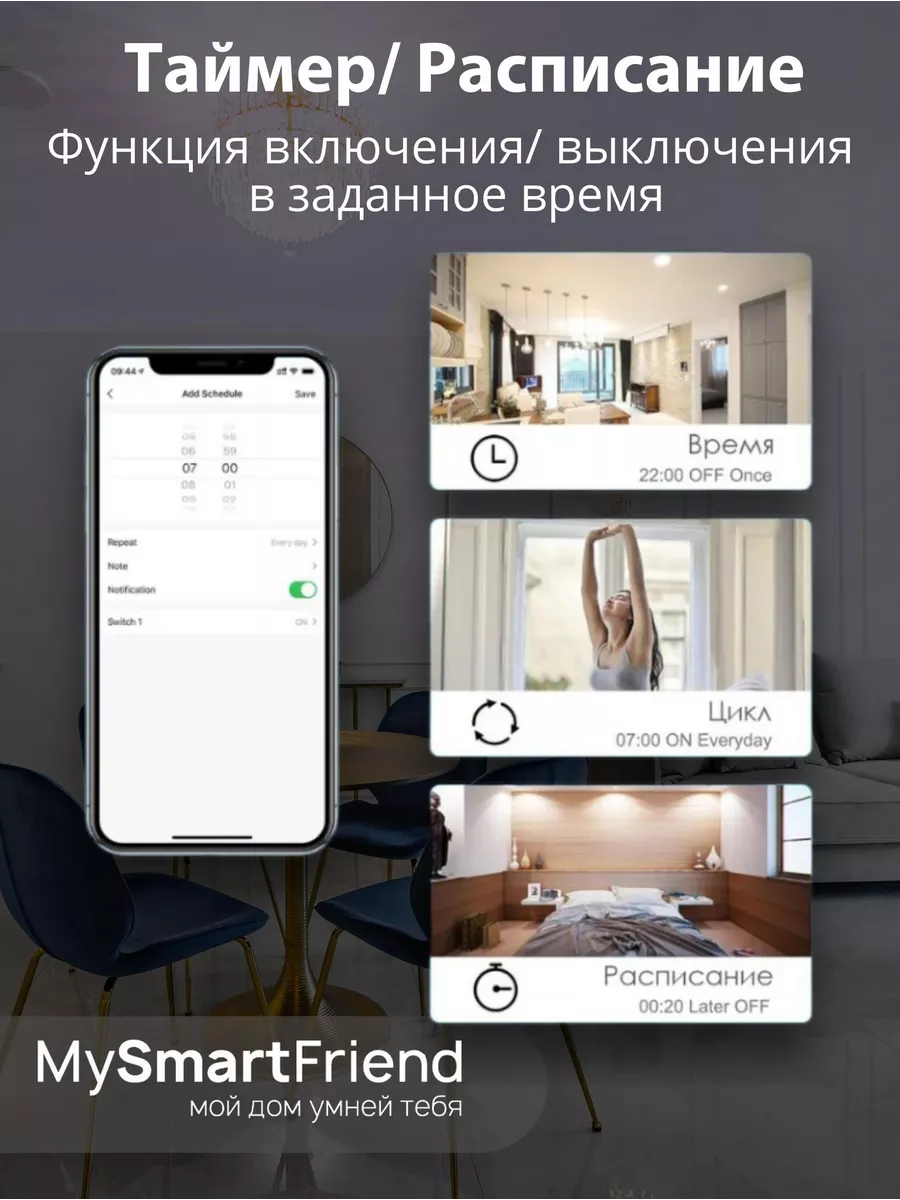 Умный выключатель одноклавишный работает с Алисой Яндекс My Smart Friend  183544069 купить за 875 ₽ в интернет-магазине Wildberries