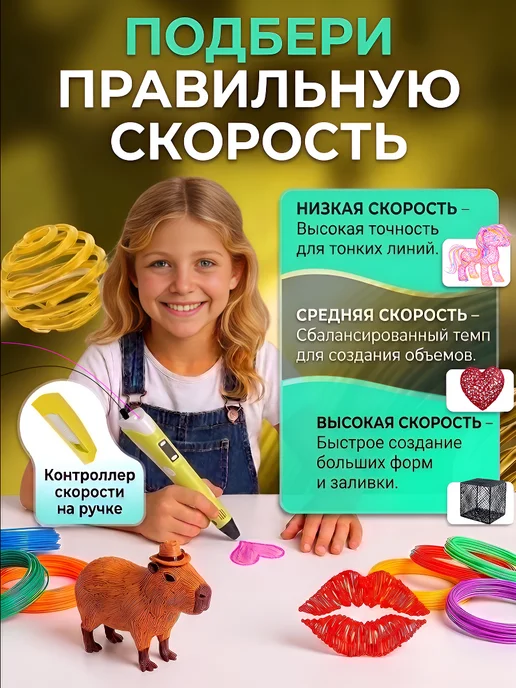 Mama Toys 3д ручка набор с трафаретами и пластиком, вариант, фото 8