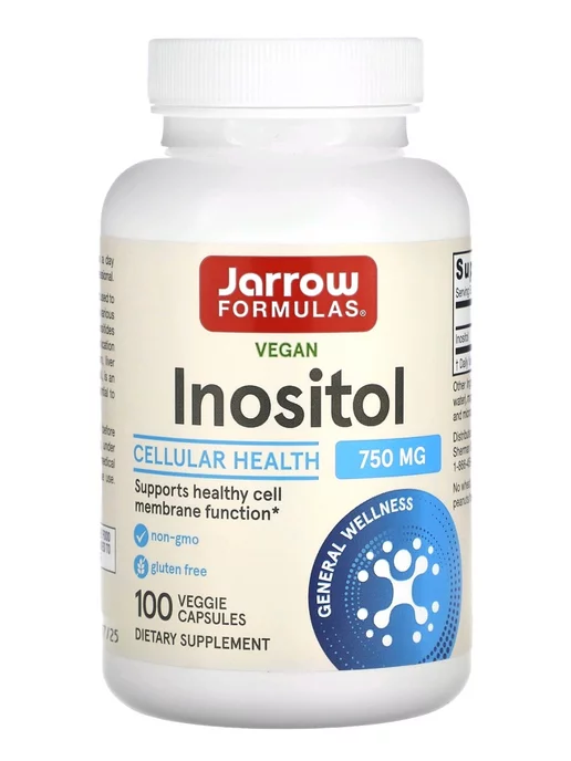 Jarrow Formulas Inositol, инозитол, 750 мг, 100 растительных капсул