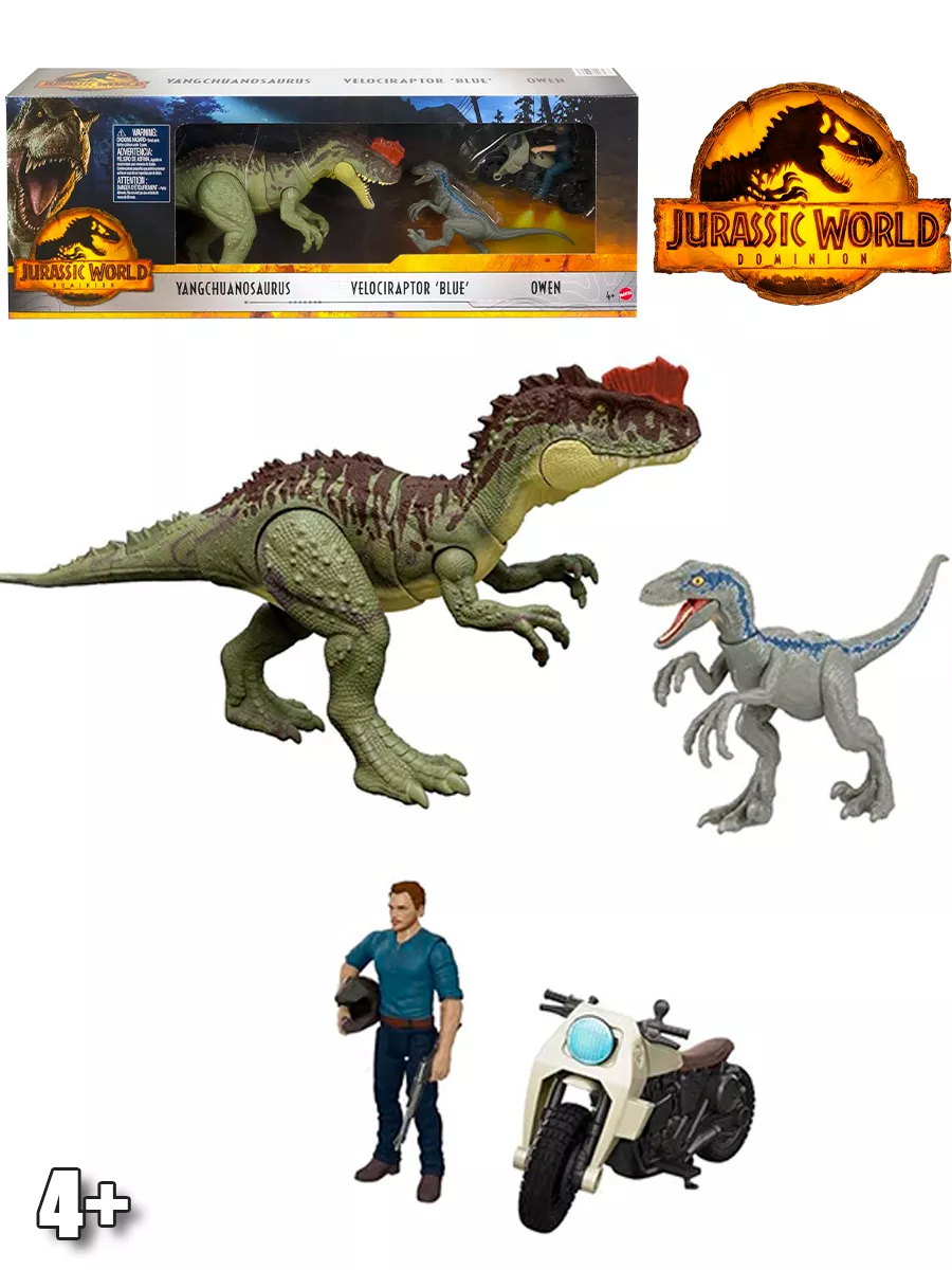 Игровой набор Jurassic World, 2 динозавра+Оуэн на мотоцикле Jurassic World  183629493 купить в интернет-магазине Wildberries