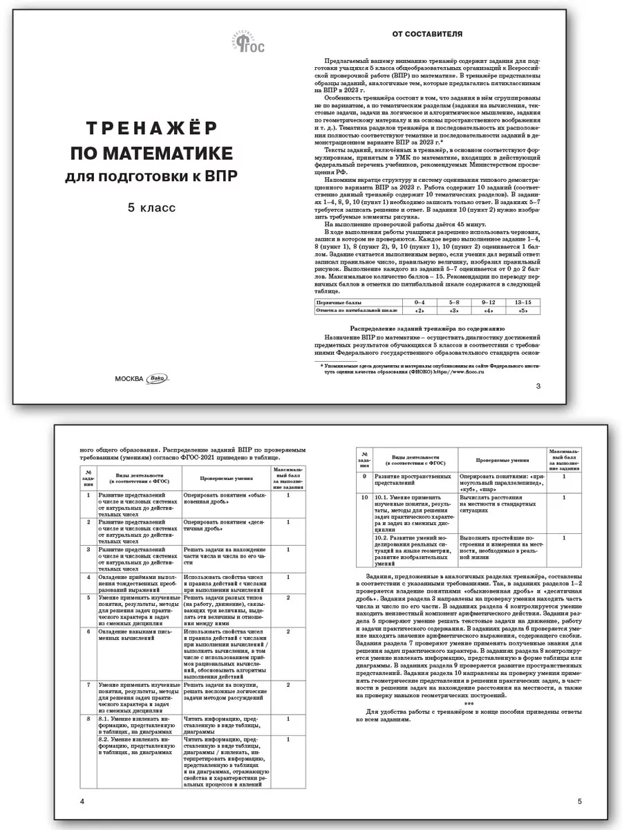 Тренажер по математике ВПР. 5 класс НОВЫЙ ФГОС ВАКО 183629699 купить за 226  ₽ в интернет-магазине Wildberries