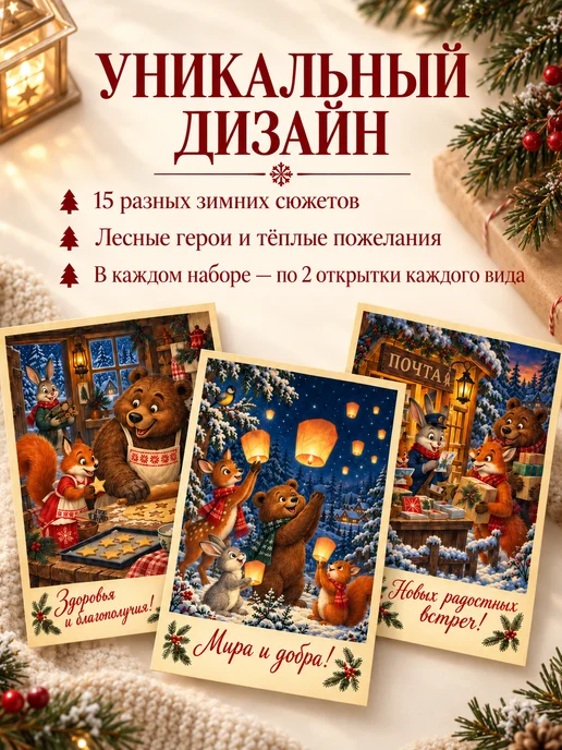 Мастерская Праздников Открытки новогодние мини 30 шт, 30 шт, фото 7