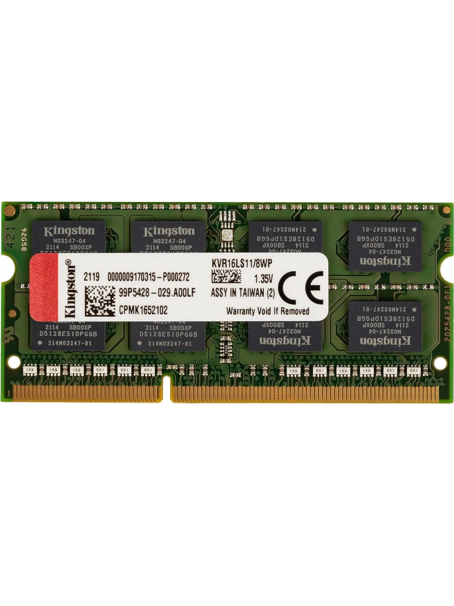 Память DDR3L 8GB 1600MHz KVR16LS11/8WP Valueram RTL PC3-1280