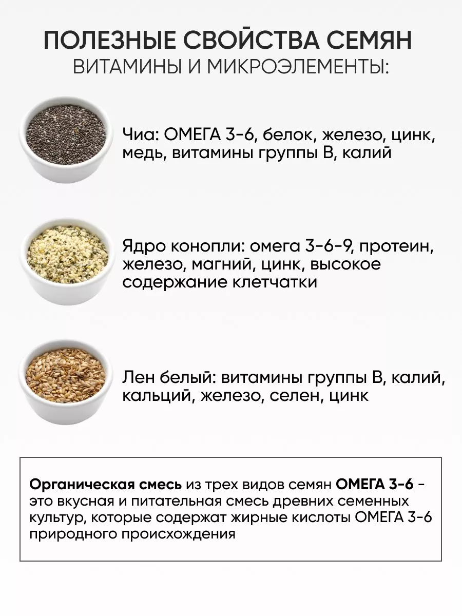 Смесь семян для салатов и выпечки Омега My mill company 183666097 купить за  789 ₽ в интернет-магазине Wildberries