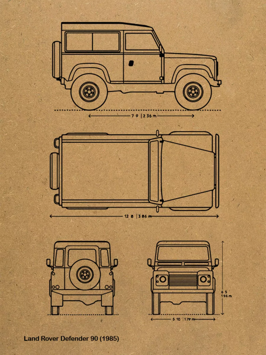 Набор - чертежи авто Land Rover Defender (3 плаката А4) Poster Mall  183673780 купить за 347 ₽ в интернет-магазине Wildberries