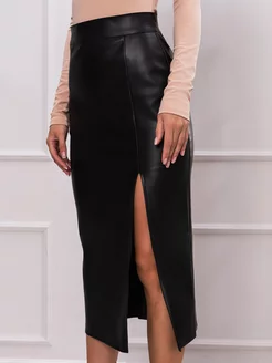 Юбка кожаная длинная с вырезом Fashion Fit 183723094 купить за 1 257 ₽ в интернет-магазине Wildberries