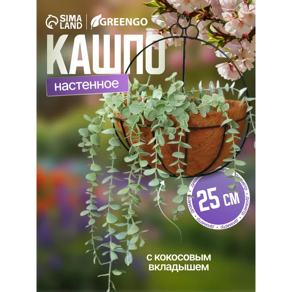 Кашпо настенное d=25 см, с кокосовым вкладышем