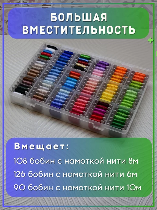 ДВА ЛЬВА Органайзер для ниток мулине пластиковый и 110 бобинок, белый, фото 3