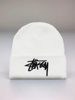 Шапка бини с отворотом зимняя классическая Stussy 183906167 купить за 481 ₽ в интернет-магазине Wildberries