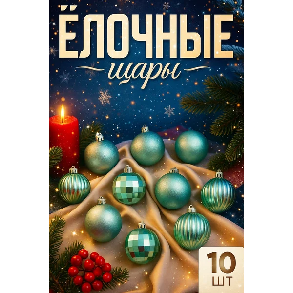 Елочные игрушки набор шаров 5 см, 10 шт
