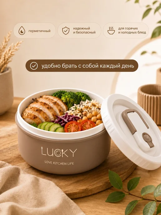 LANCHTASTY Ланч-бокс для еды, белый, в упаковке 450 г, фото 2